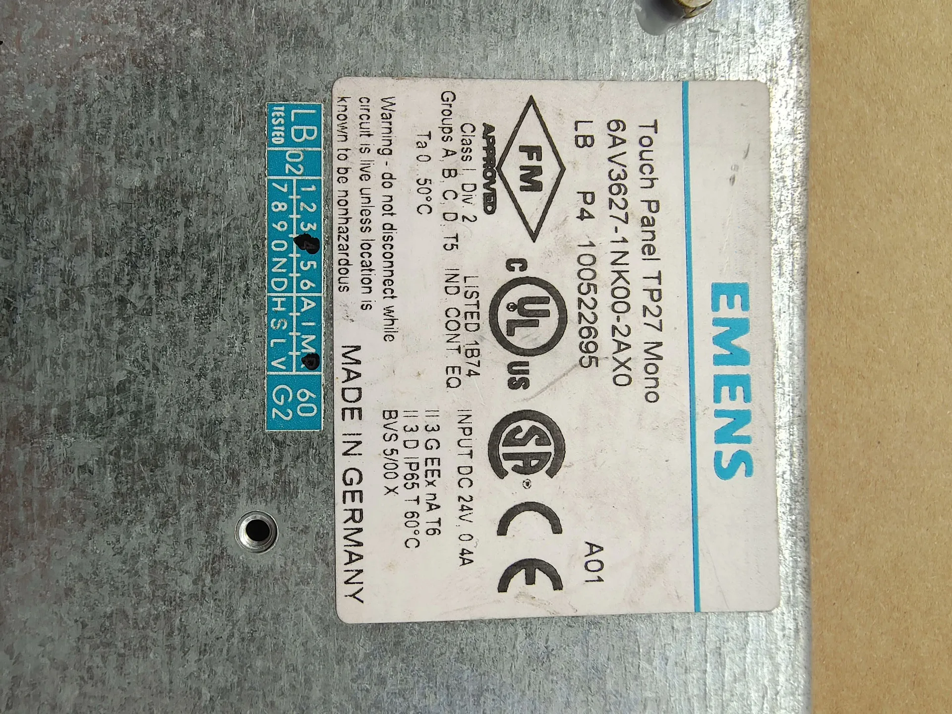 6AV3627-1NK00-2AX0 HMI Panel for Siemens 6AV3 627-1NK00-2AX0