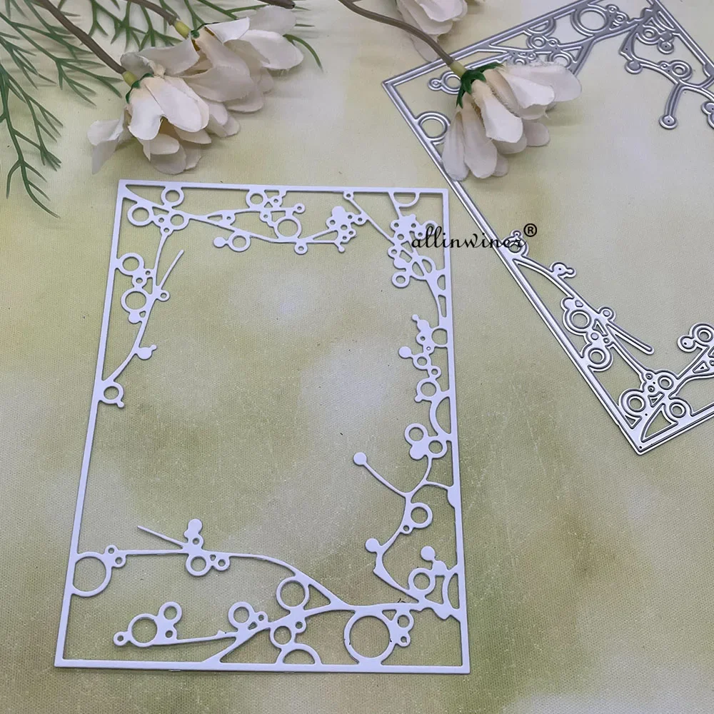 枝状長方形フレーム金属切削ダイスステンシル-diy-スクラップブッキング用装飾エンボス加工手芸ダイカットテンプレート