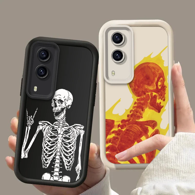 Skull Silicone Phone Case For VIVO Y77 Y75 Y93 Y97 Y91 Y81 Y95 Y27 Y90 Y89 Y28 Y27 Y83 Y36 Y78 Y38 Y36 Y55 Y52 Y72 4G 5G Cover
