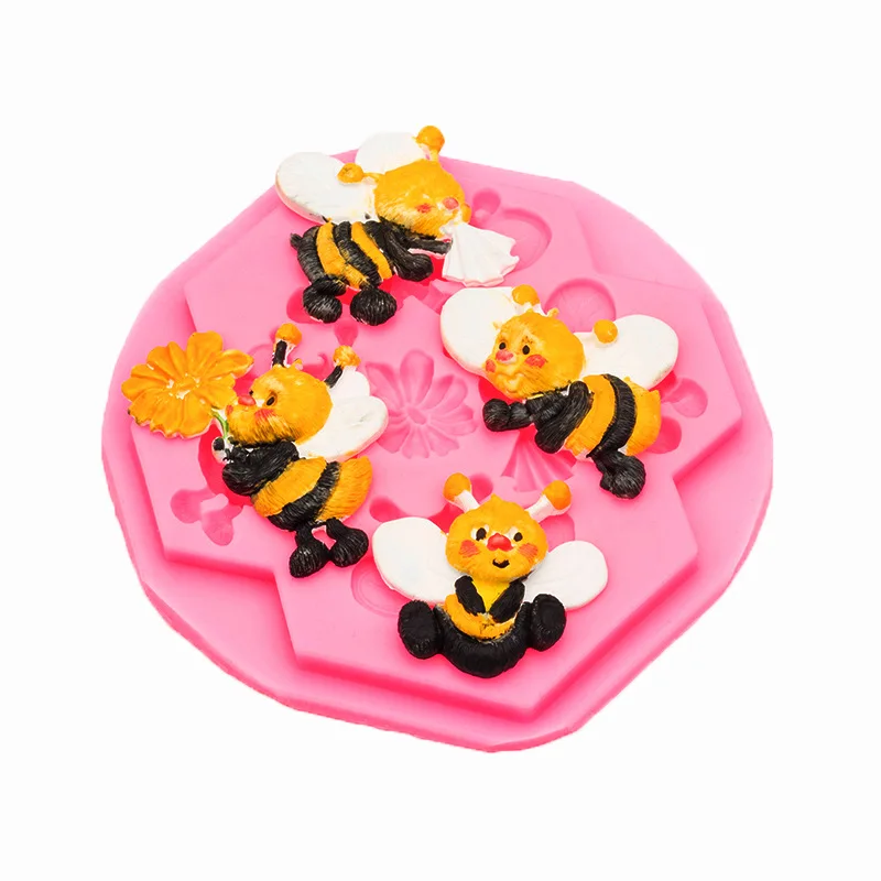 Cartoon Bee Silicone Fondant Mold Diy Cake Chocolate Baking Aromatherapy Gypsum Decorative Ornaments Resin Molds A846