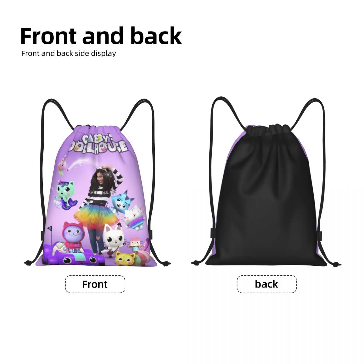 Gabby Dollhouse Drawstring Backpack Sports Gym Bag for Women Men Gabbys Mercat Training Sackpack