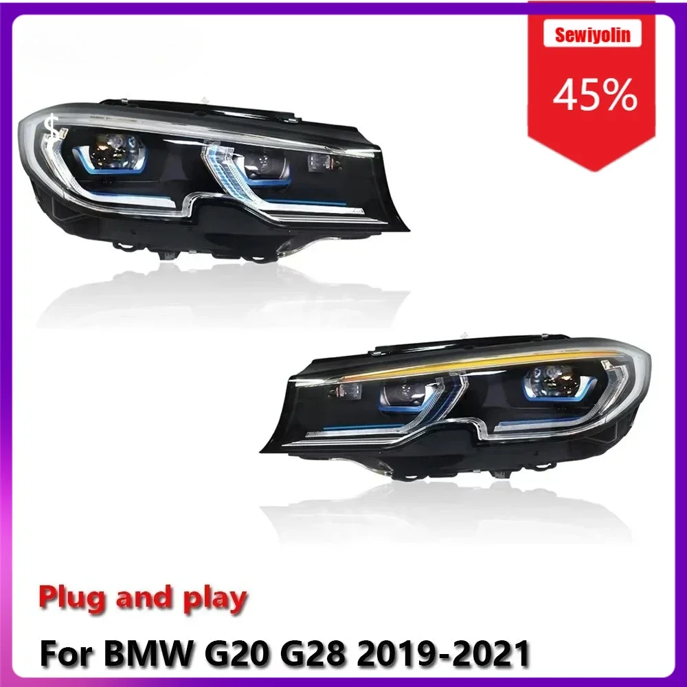 

Sewiyolin автомобильные светодиодные лампы фары в сборе для BMW G20 G28 2019-2021 лазерные автоматические противотуманные фары DRL тормозной указатель поворота