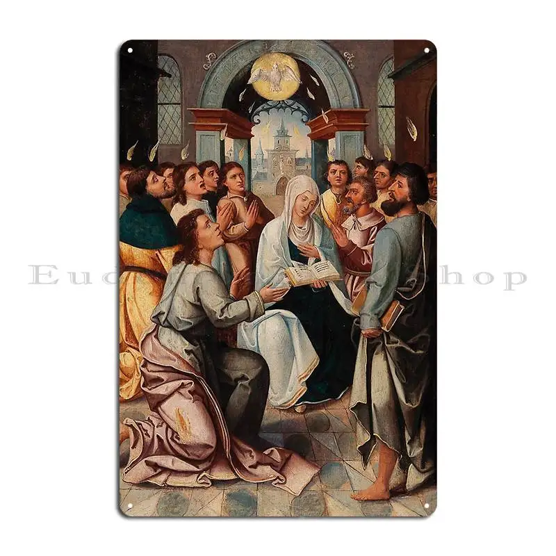 The Pentecost Miracle Antwerp School 1650 Gospel Biblical Art Metal Plaque Vintage Wall Decor Mural Print Cinema Tin Sign Poster