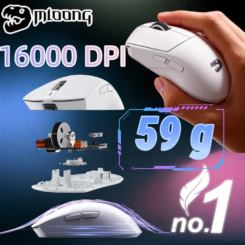 

Mouse Wireless High Performance S1 Chip Gaming Mouse Ergonomic Shape 16000 DPI 1000Hz 500mAh Battery Gaming Mouse