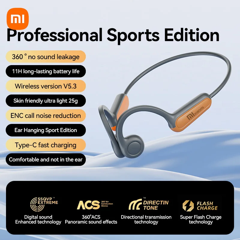 

XIAOMI Mijia Bone Conduction Wireless Earphones Neckband Bluetooth 5.3 Headphones Sports Over Ear Headset With Mic Stereo Earbud