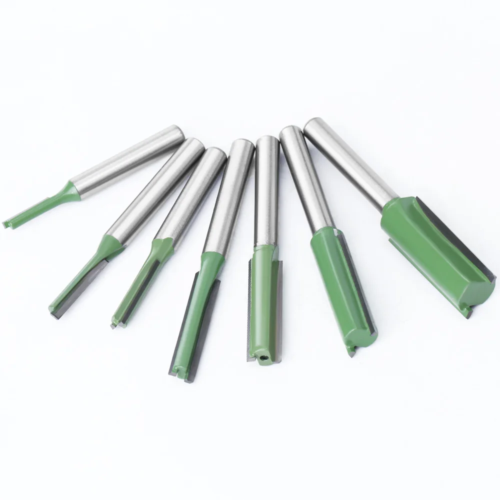 1pc 6.35mm Shank Straight Bit Tungsten Carbide Single Double Flute Router Bit Wood Milling Cutter for Woodwork Tool