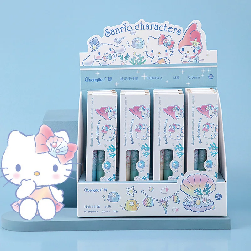 Imagem -04 - Série Oceano Sanrio Touch Gel Pen Conjunto de Papelaria Estudante Caneta Preta Desenhos Animados Bonito Melodia Genuíno Atacado 0.5 mm Peças