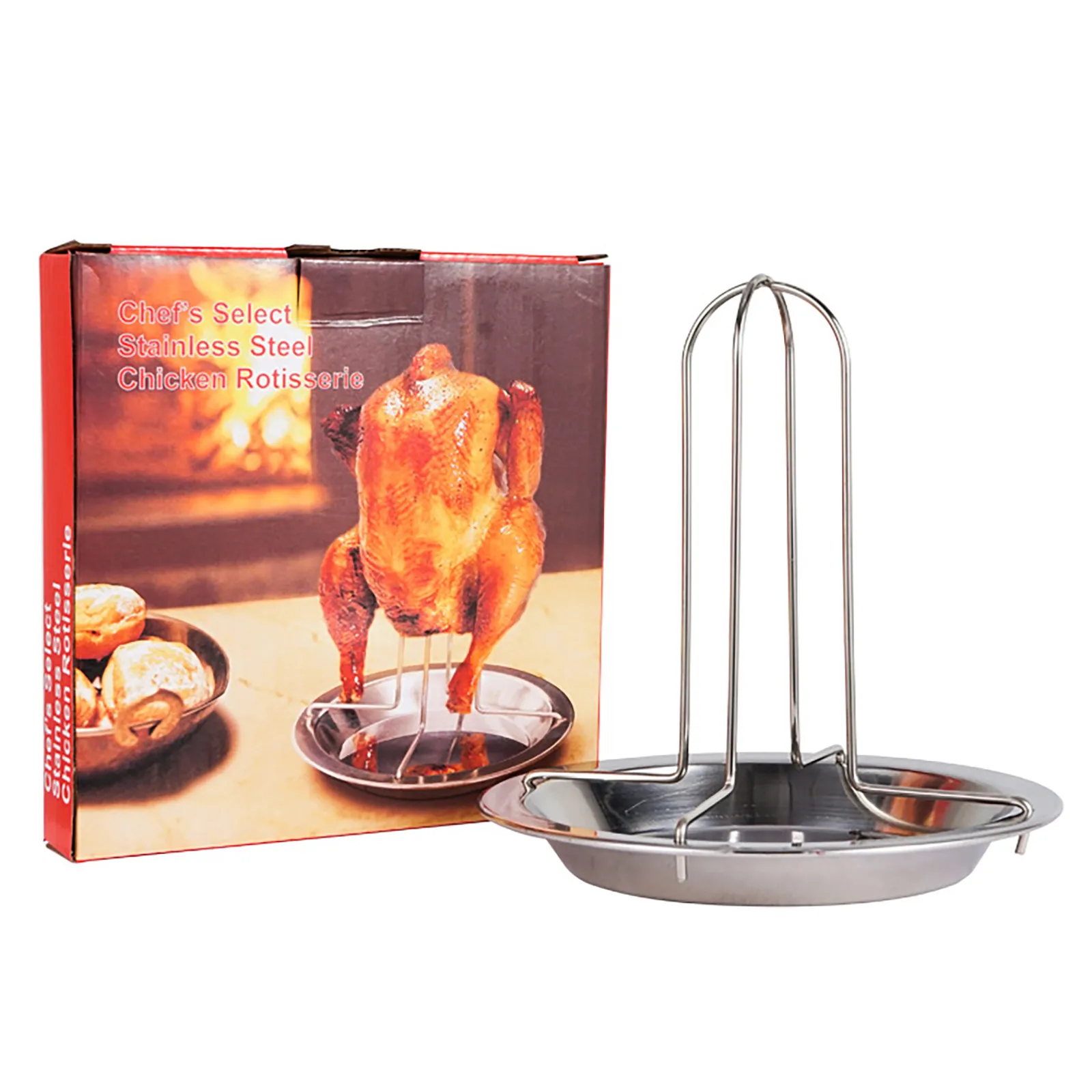 Chicken Roaster Rack With Bowl Carbon Steel Beer Can Chicken Turkey Roaster BBQ Grill Holder Tray Camping Bakeware