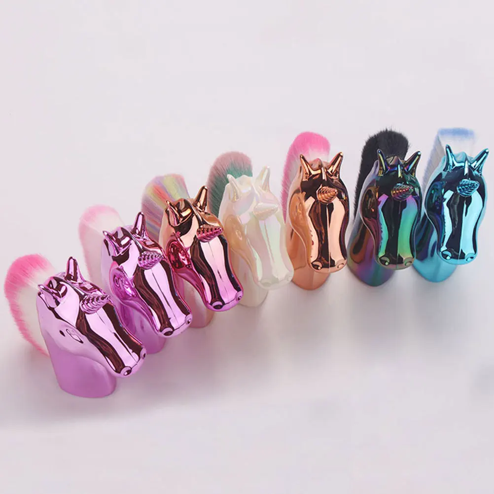 1Pcs Unicorn Design Professional Makeup Brush Cosmetics Powder Blush Foundation Brush for Women Ladies Blue