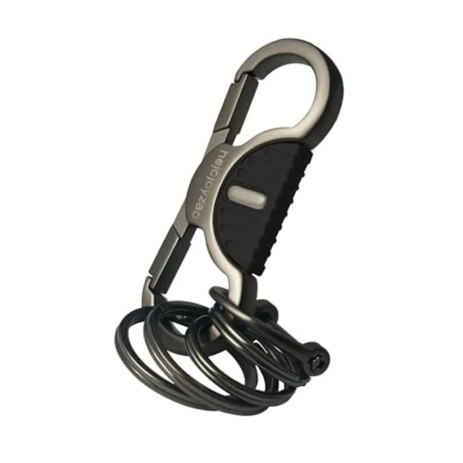 

Keychain Quick Release Double Carabiner Clip with D Ring Key Rings, Unisex Belt Loop Key Holder for Home Car Keys