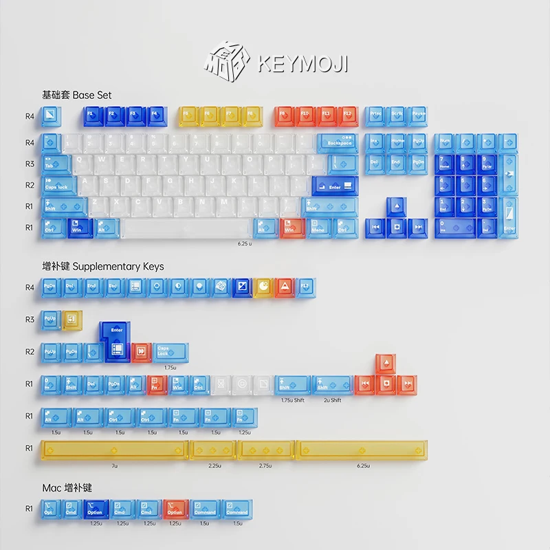 

Mondrian Geometric Figure Theme Keycaps Set 161 Key PC Cherry Profile Frosted Translucent Custom Mechanical Keyboard Keycaps