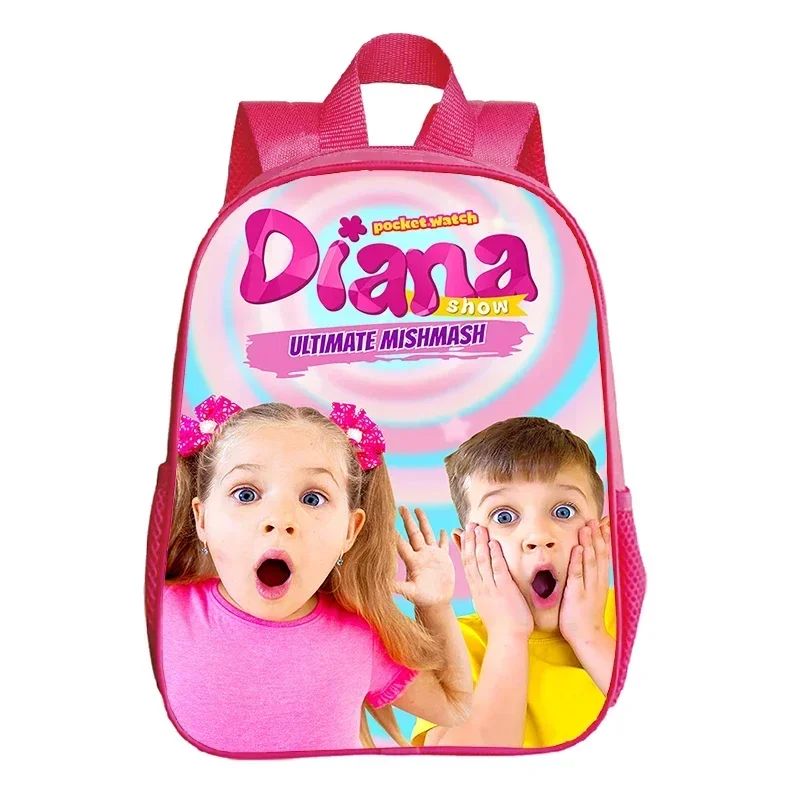 12 inch Pink Backpack Kids Diana Show Print School Backpack For Girls Portable Kindergarten Schoolbag Cute Baby Book Bag Mochila