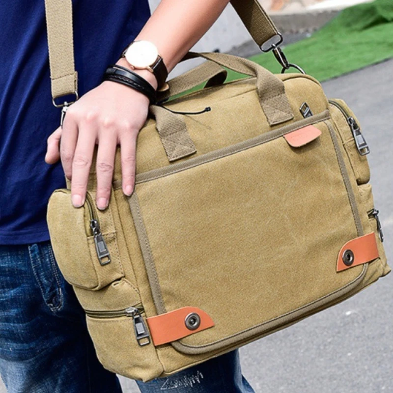 Imagem -04 - Bolsa de Ombro de Lona Masculina Bolsas Crossbody Masculinas Bolsas Mensageiro Bolsas de Viagem Grande Casuais Cores Nova Moda