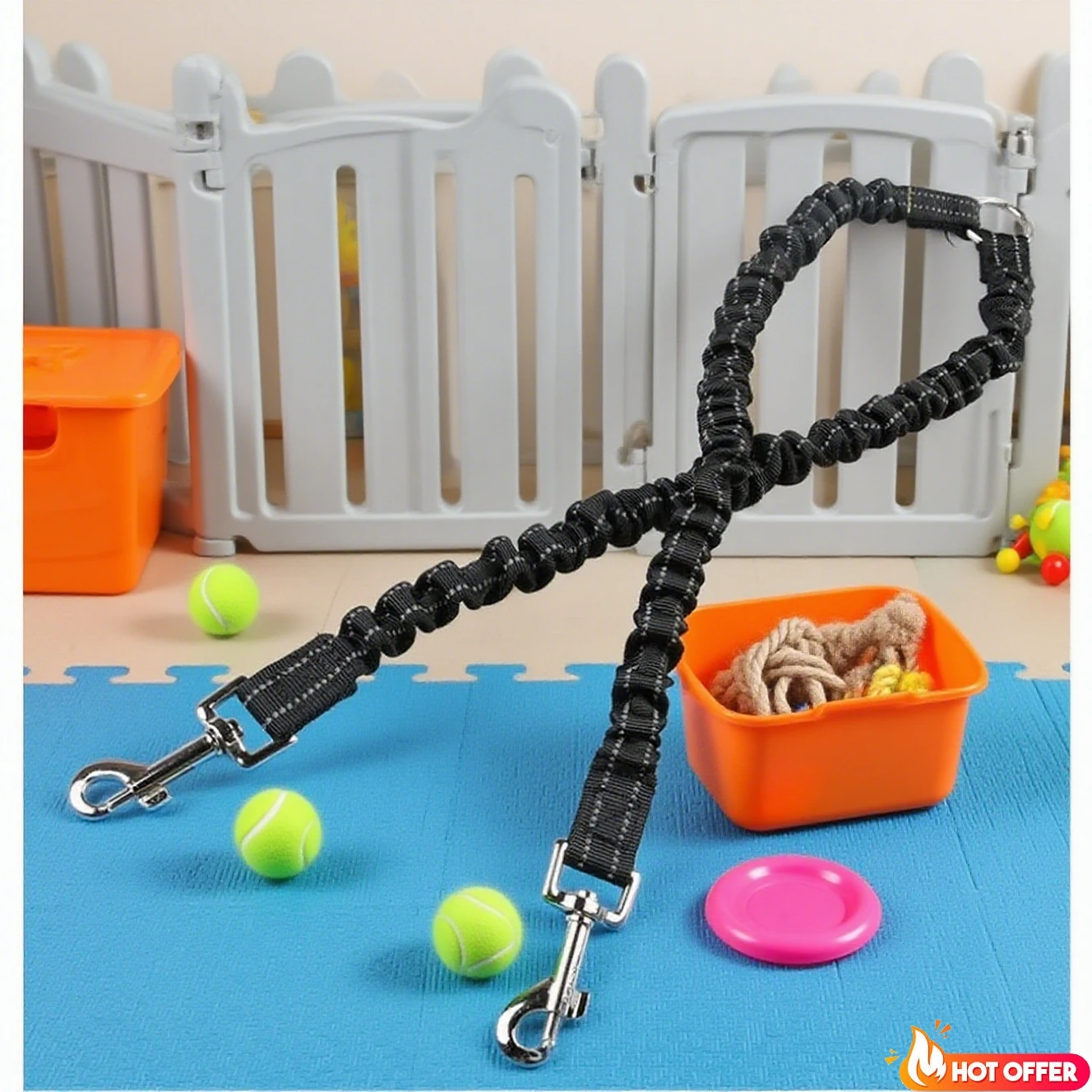 حبل الاشياء حزام كبير الكلب المتوسطة الصغيرة الرصاص الموسعة مزدوجة التدريب مطاطا في الهواء الطلق المقرنات ل اثنين من المقود الطريق الكلاب مقود الحيوانات الأليفة 2 #1