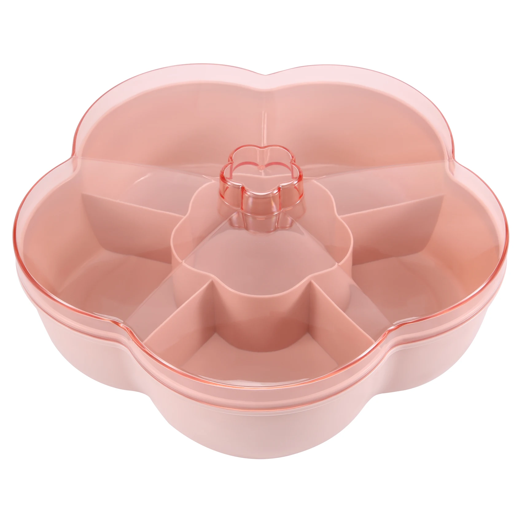 Snack Storage Box, Flower Shape Snack Tray with Lid, Food Storage Box,Fruit Box Container,Pink