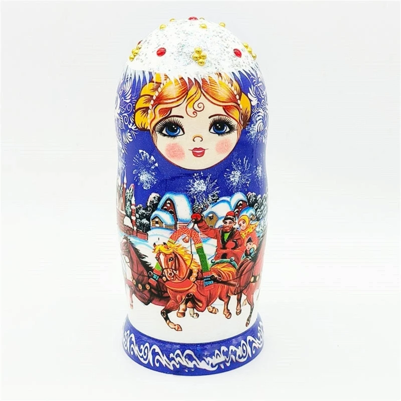  10 Layer Snow FairyTale Matryoshka Nesting Doll Russian Figure Doll Stacking Toy