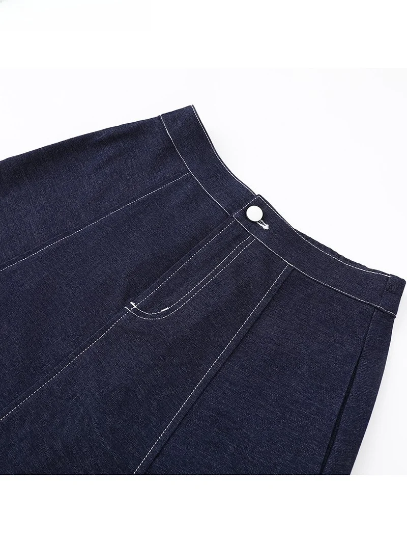 

La Chapelle винтажная модная джинсовая юбка с высокой талией, женская юбка-миди Sli, универсальная повседневная юбка трапециевидной формы из полиэфирного волокна