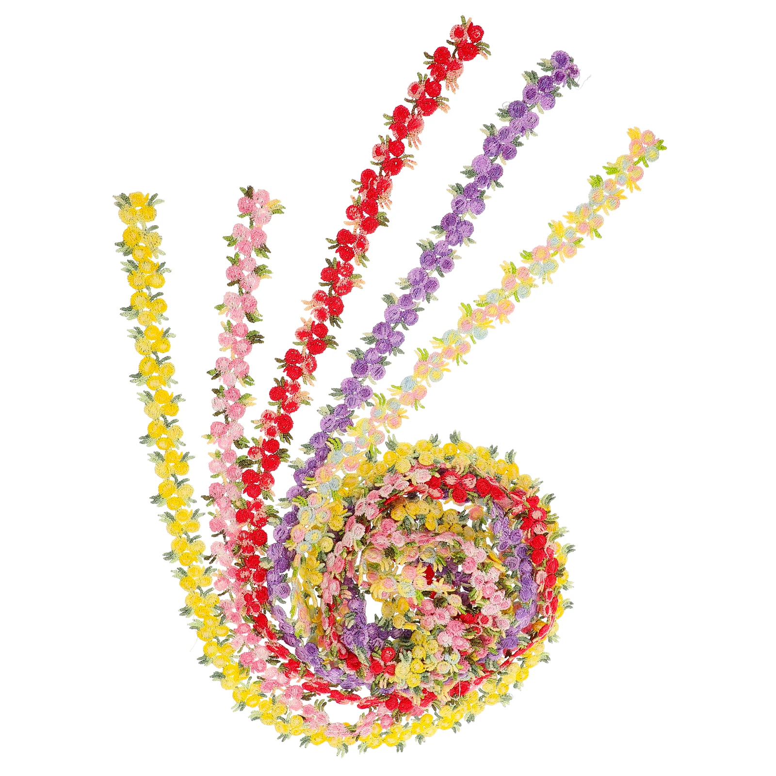

5 Colors Water Soluble H made Flower Headdress Accessories 5 Yards Lace Trim Embroidered Appliques Sewing Crochet Ribbon