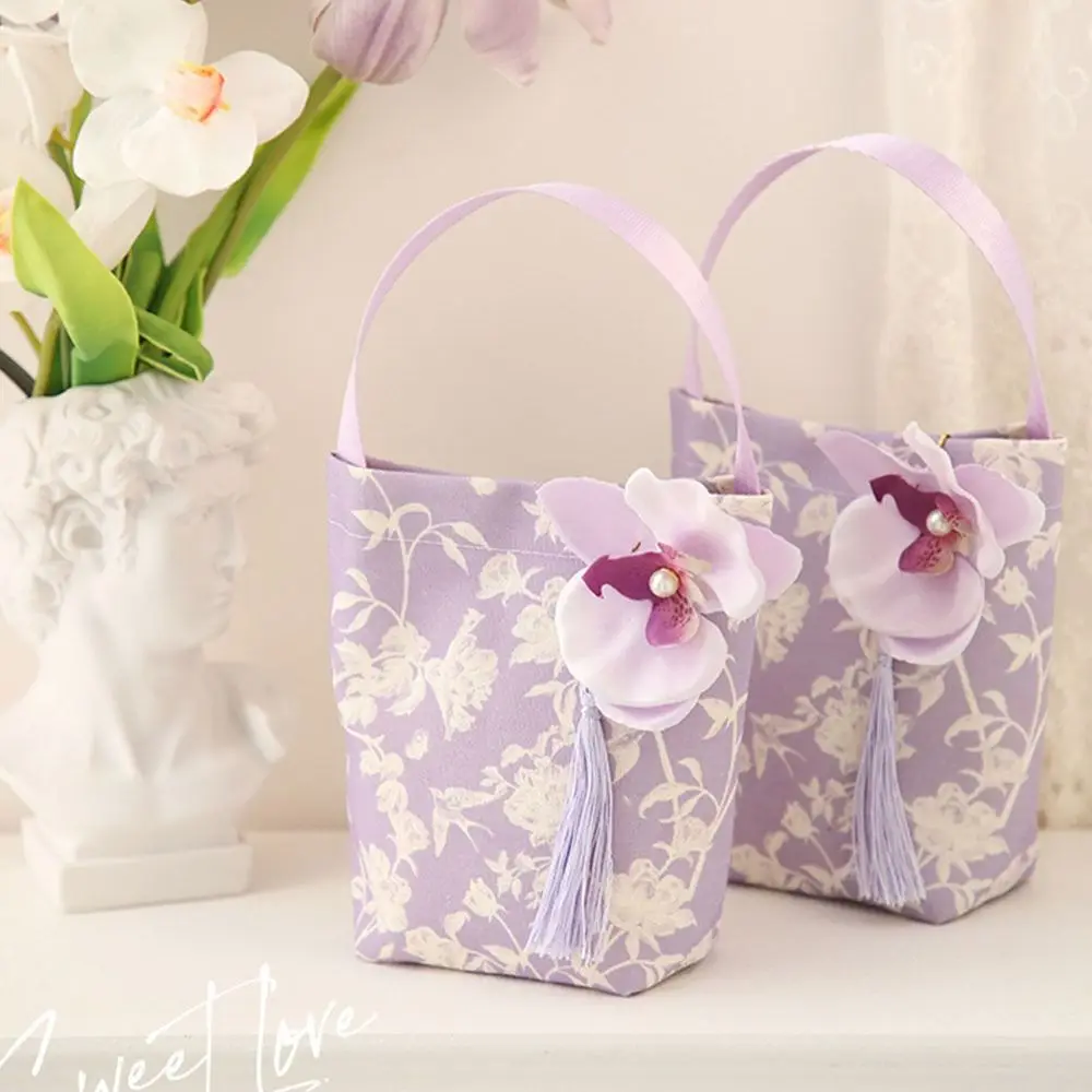 

Сумка-клатч в китайском стиле с орхидеей-бабочкой, большая вместимость, с кисточками, для конфет, портативная, для хранения цветов, на запястье