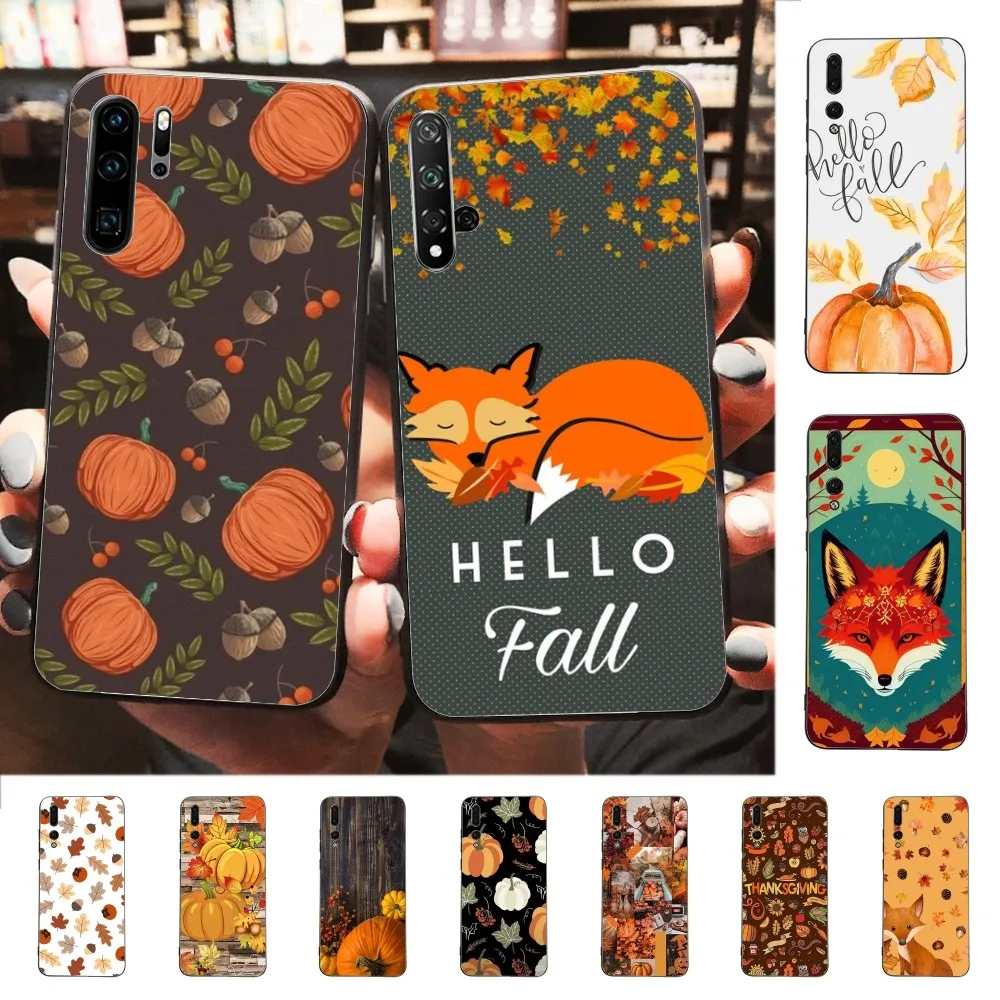 

Autumn Leaves Fall Fox Pumpkin Halloween Phone Case For Huawei P 8 9 10 20 30 40 50 Pro Lite Psmart Honor 10 Lite 70 Mate 20lite