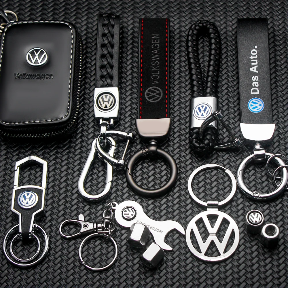 1 PC Metal Leather Ring Key Chain Car Badge Keychain Accessories For Volkswagen Jetta MK6 Golf 5 6 7 Passat 3B7 601 171 B5 B6 B7