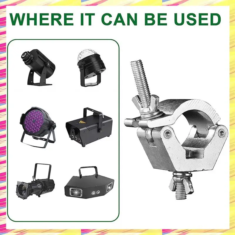 

ABJJ 4Pack Stage Hall Hook Aluminum Alloy Truss Light Clamps For Tube / Pipe OD 28Mm-36Mm For Par Lights Spot Lights