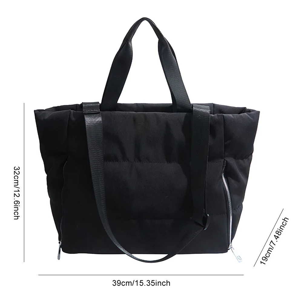 女性パファートートハンドバッグ大容量カジュアルパッド入りバッグ無地ふくらんショルダーバッグ女性旅行バッグ