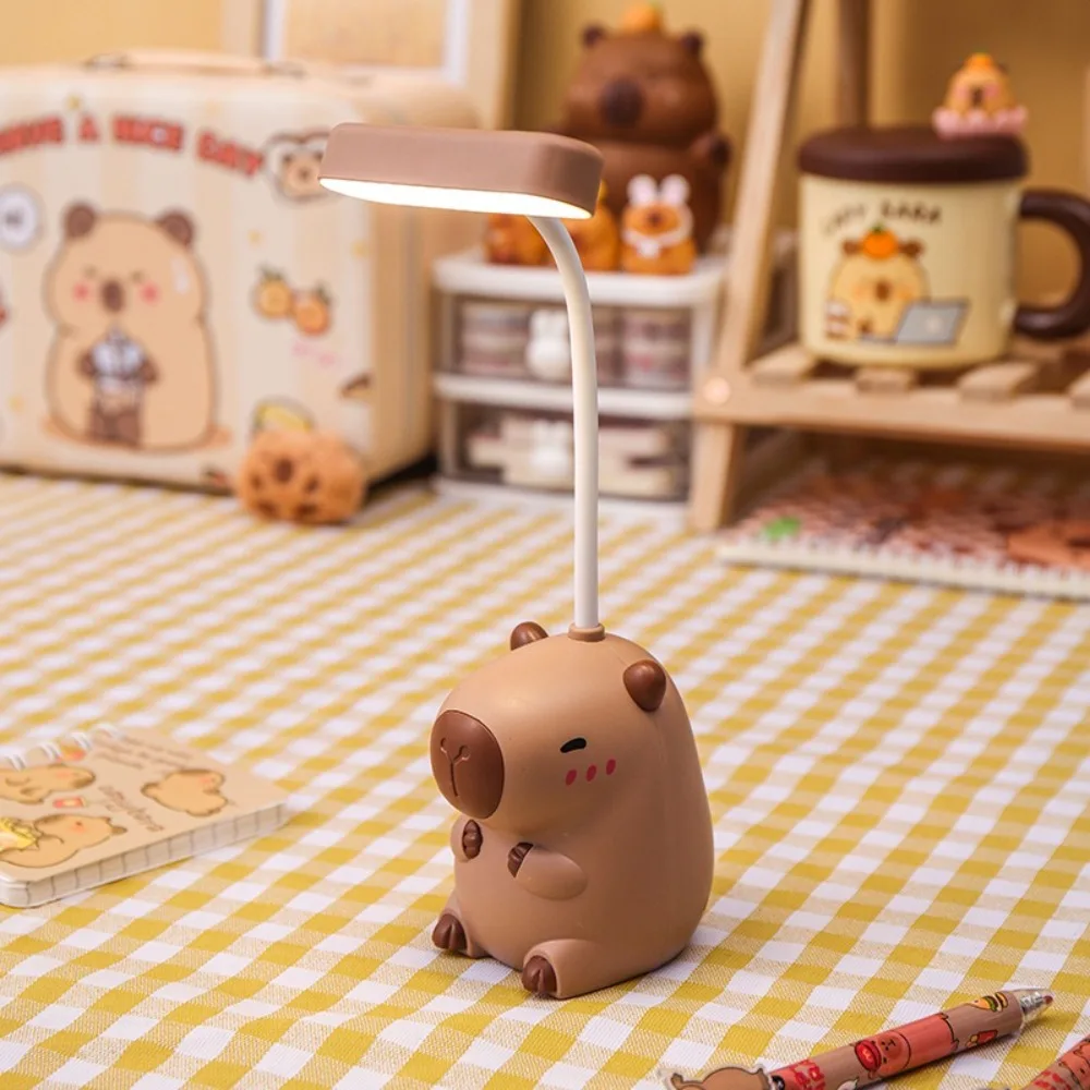 Long-Lasting Capybara Desk Lamp USB Charging Adjustable Hose Capybara Pencil Sharpener Eye Protection Pencil Sharpener