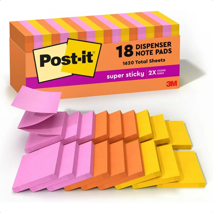 er Sticky Notes 3x3 в 18 блокнотах 2X The Sticking Power Energy Boost Collection Яркие цвета Перерабатываемые R33018SSAUCP