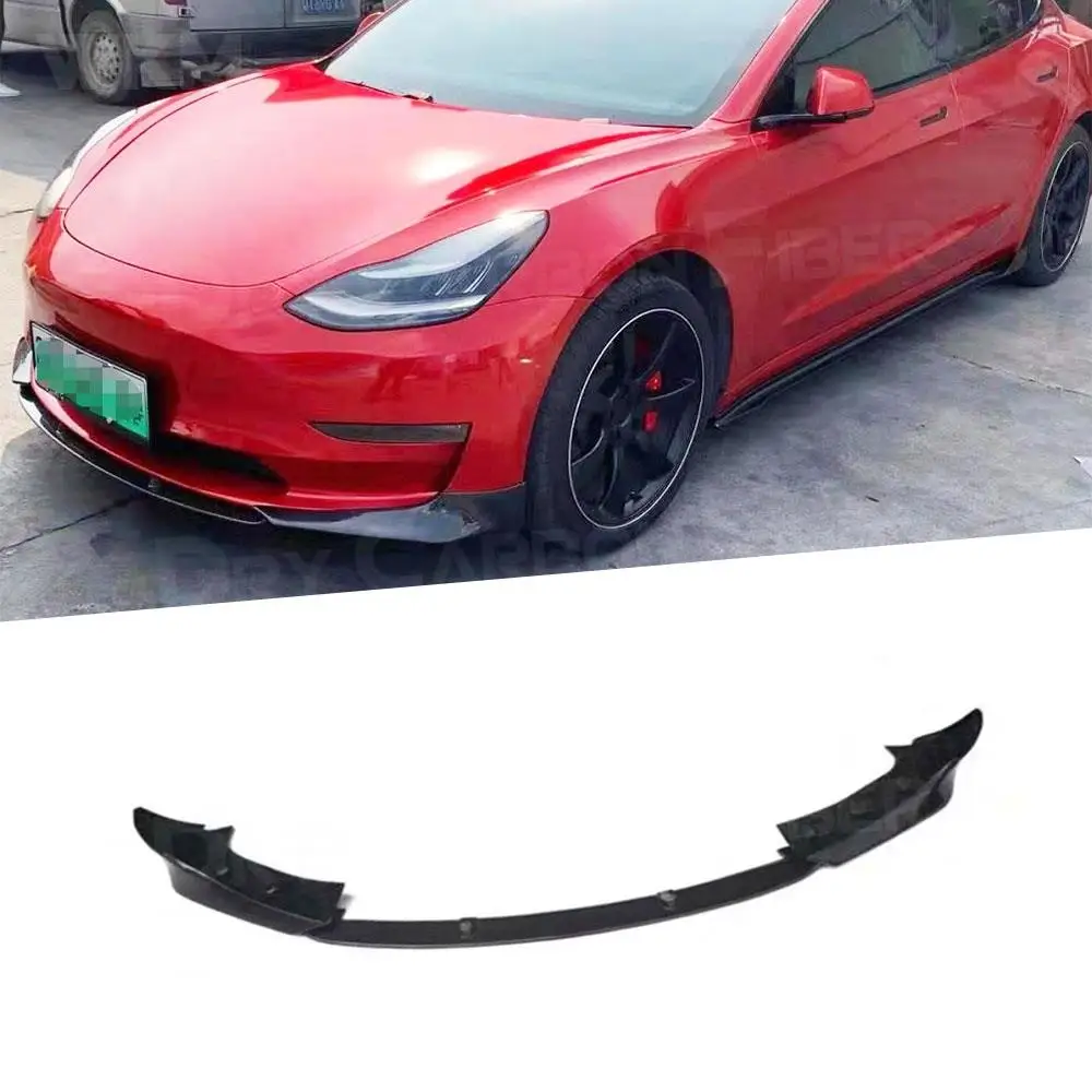 

High Quality Carbon Fiber 3pcs/1Set Bumper Front Bumper Lip Splitter Diffuser Lip Spoiler for Tesla Model 3 2019 2020 2021