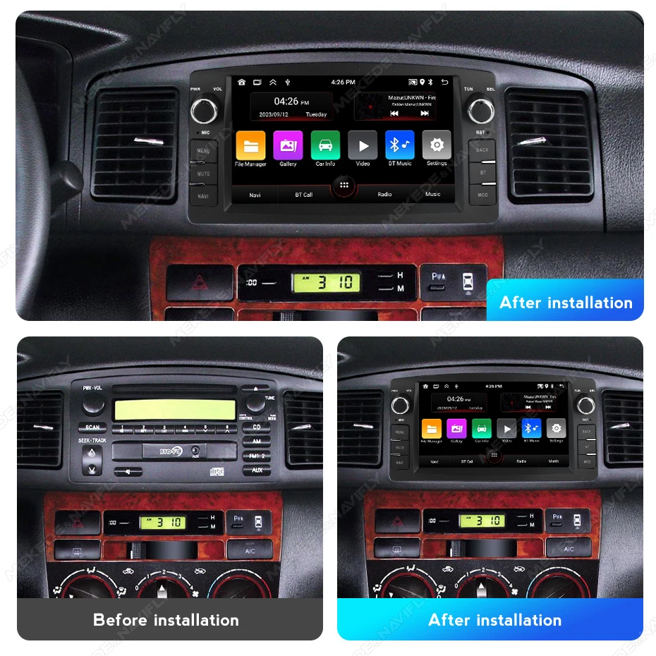 أندرويد 13 راديو السيارة لتويوتا كورولا E120 2003-2006 BYD F3 Carplay مشغل وسائط متعددة 2 Din Autoaudio رئيس وحدة الملاحة لتحديد المواقع