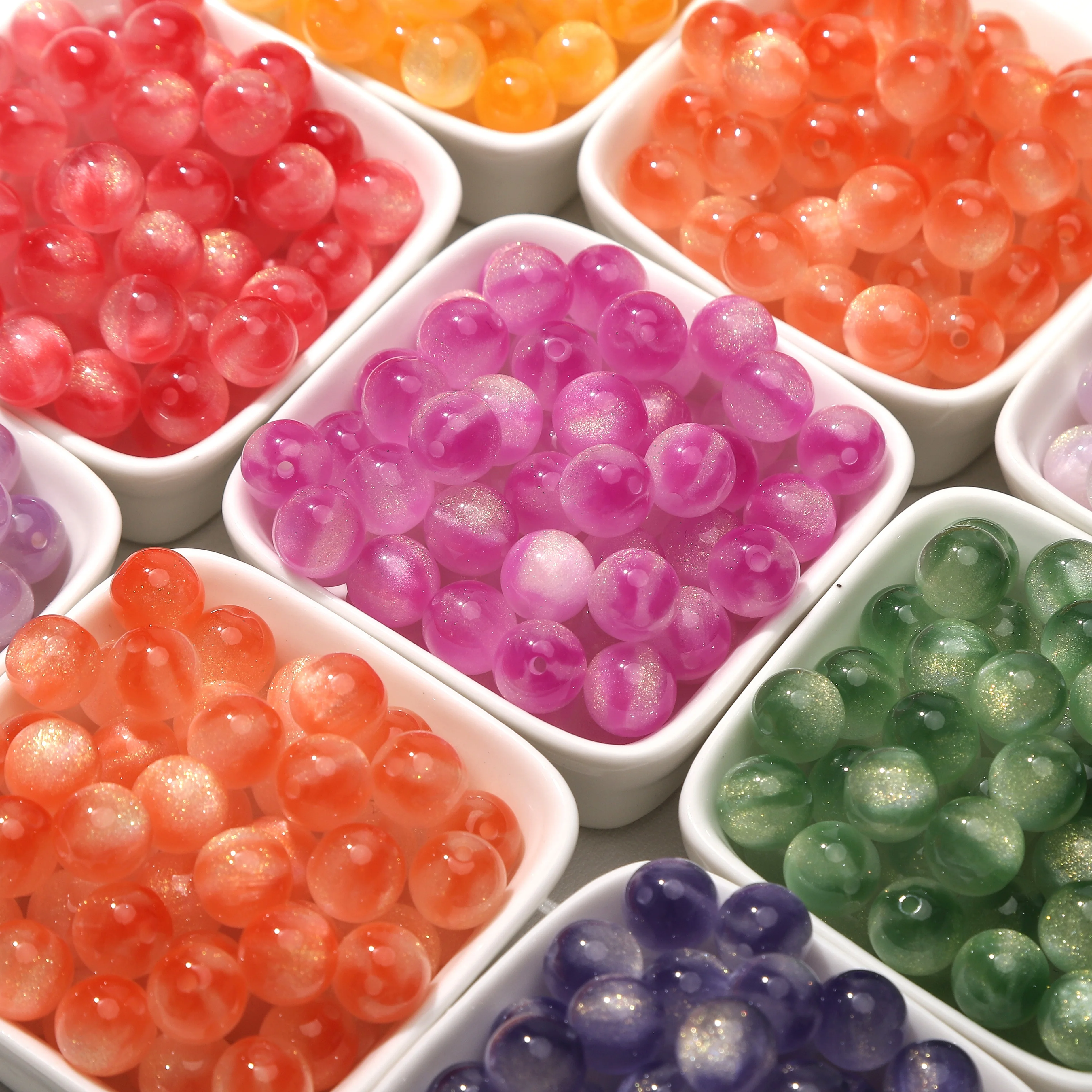 10mm 50pcs UV Light Color Changing Resin Round Beads Loose Spacer Beads For DIY Bracelet Necklace Craft Jewelry Making Supplies