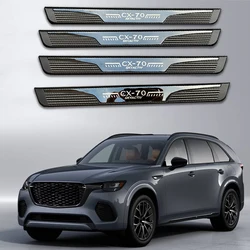 Car Door Sill Protector Scuff Plate Trim For Mazda CX-70 cx70 Accessories Auto Parts Threshold Pedal Styling Stickers 2025