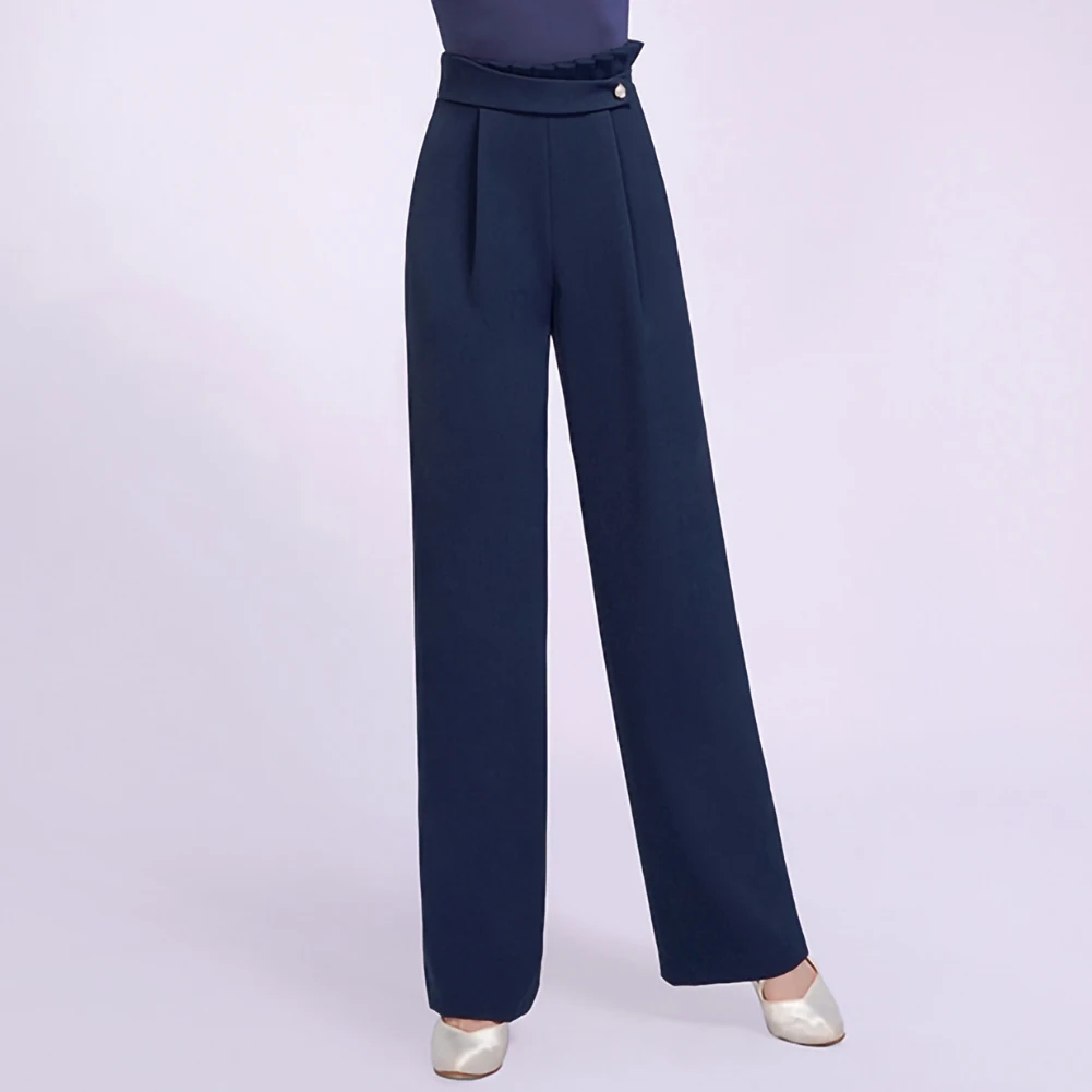 ラテンパンツ ブラック リハーサルダンスパンツ エレガント ダークブルー サンバ練習服 ダンスストレートパンツ レディース ワインレッドパンツ