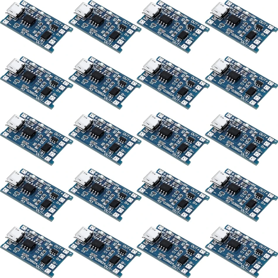 20pcs TP4056 1A 5V Lithium Battery Charging Board Module Micro USB/Type-c Interface Charging Protection 2-in-1