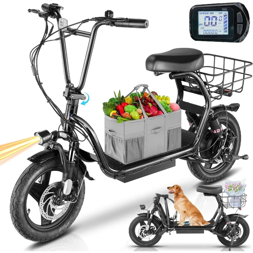 Miles Adults, Seat,Basket Scooter Foldable 20MPH, Battery,