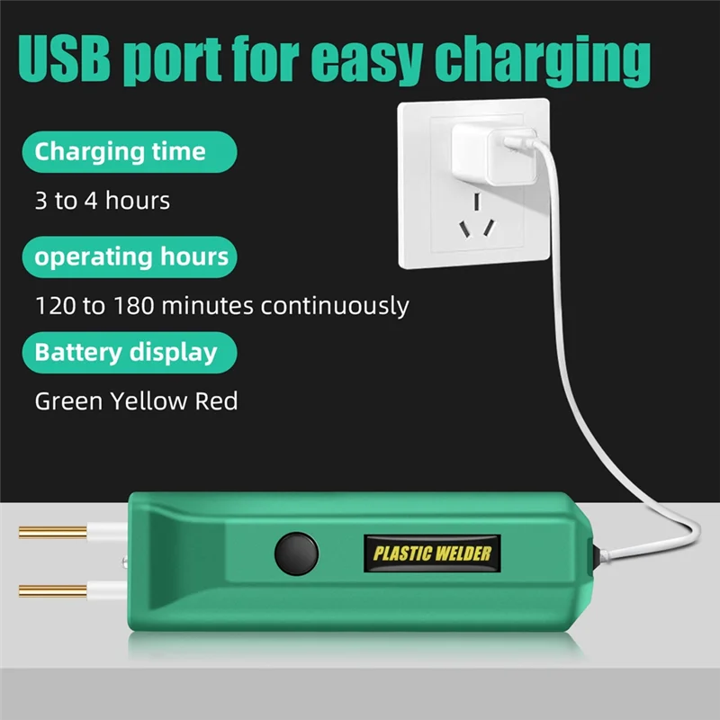 

Набор для сварки пластика ABVA, инструмент для ремонта трещин, 2 в 1, портативный зарядный кабель из горячего пластика, желтый