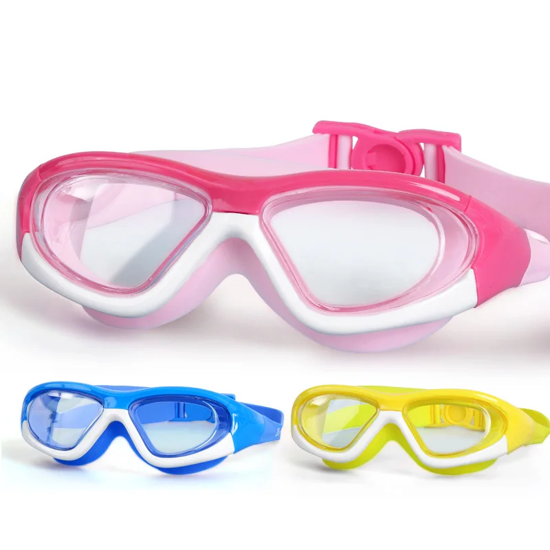 New 3-14 Years Children Outdoor Swim Goggles Big Frame Waterproof Soft Silicone for Kids Anti-Fog UV Protection Swimming Glasses