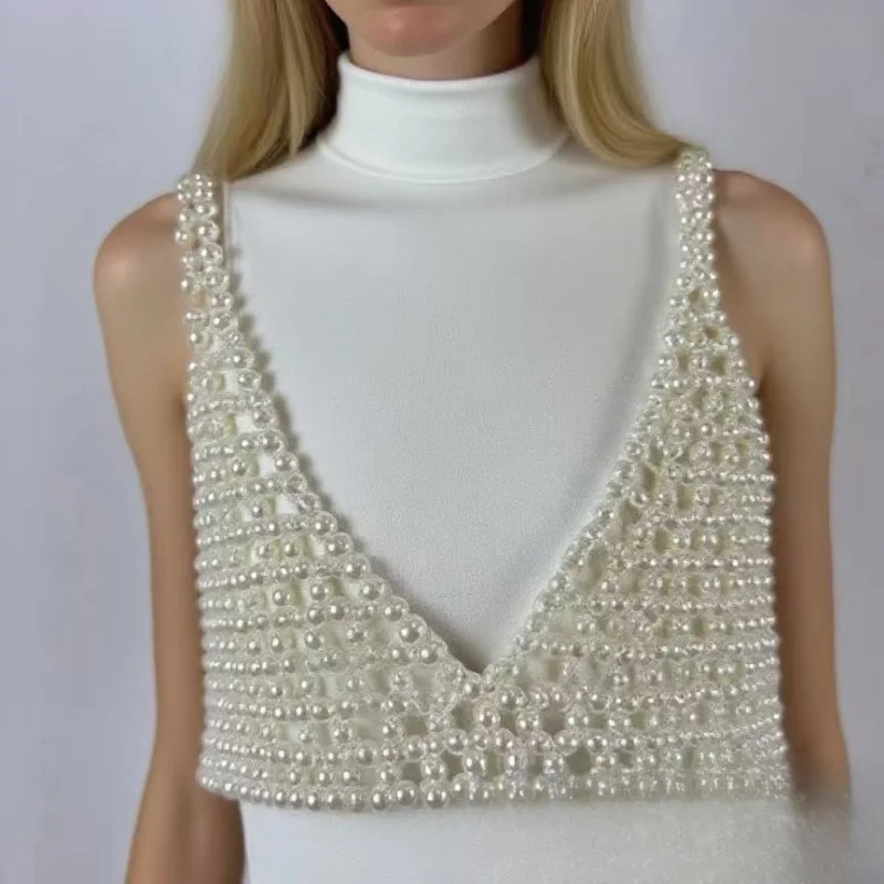 

Women Body Jewelry Bra chain Sexy Bikini Pearl Handmade Skirt chain Belly Band Nightclub Fashion Tassel Body Chain