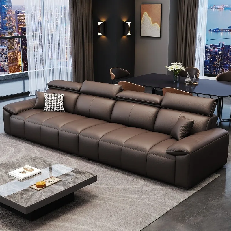 

Italian minimalist leather sofa small apartment piano keys straight row modern minimalist living room combination sofa