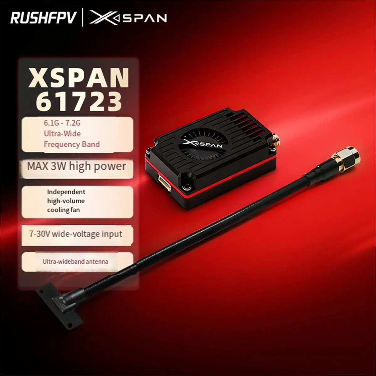 New Electronics 6.1G-7.2G 3W Video Transmitter with Omni Directional Antenna for FPV Long Range Drone RC Parts HD VTX Module