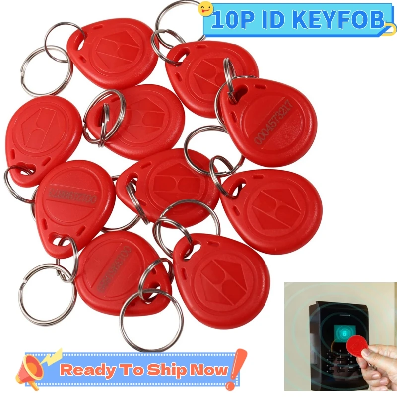 

10P Red waterproof 64bit EM4100 EM4102 TK4100 Chip 125KHz RFID EM-ID Access Card Tag Token Key Chain Keyfob Read Only