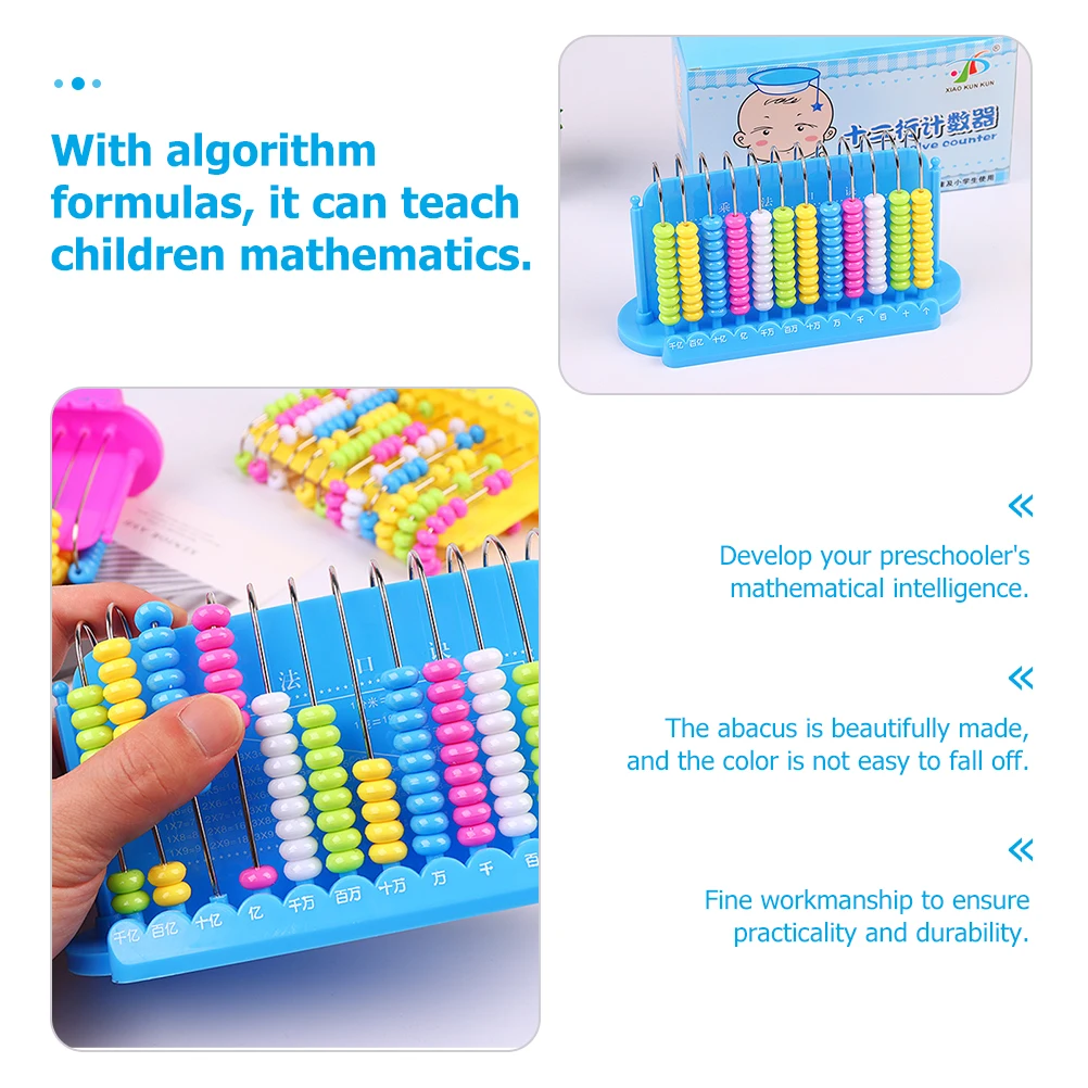 Ábaco de aprendizagem de matemática infantil, 12 dígitos, ferramenta de contas aritméticas de plástico, cálculo de contagem educacional para desenvolvimento inicial