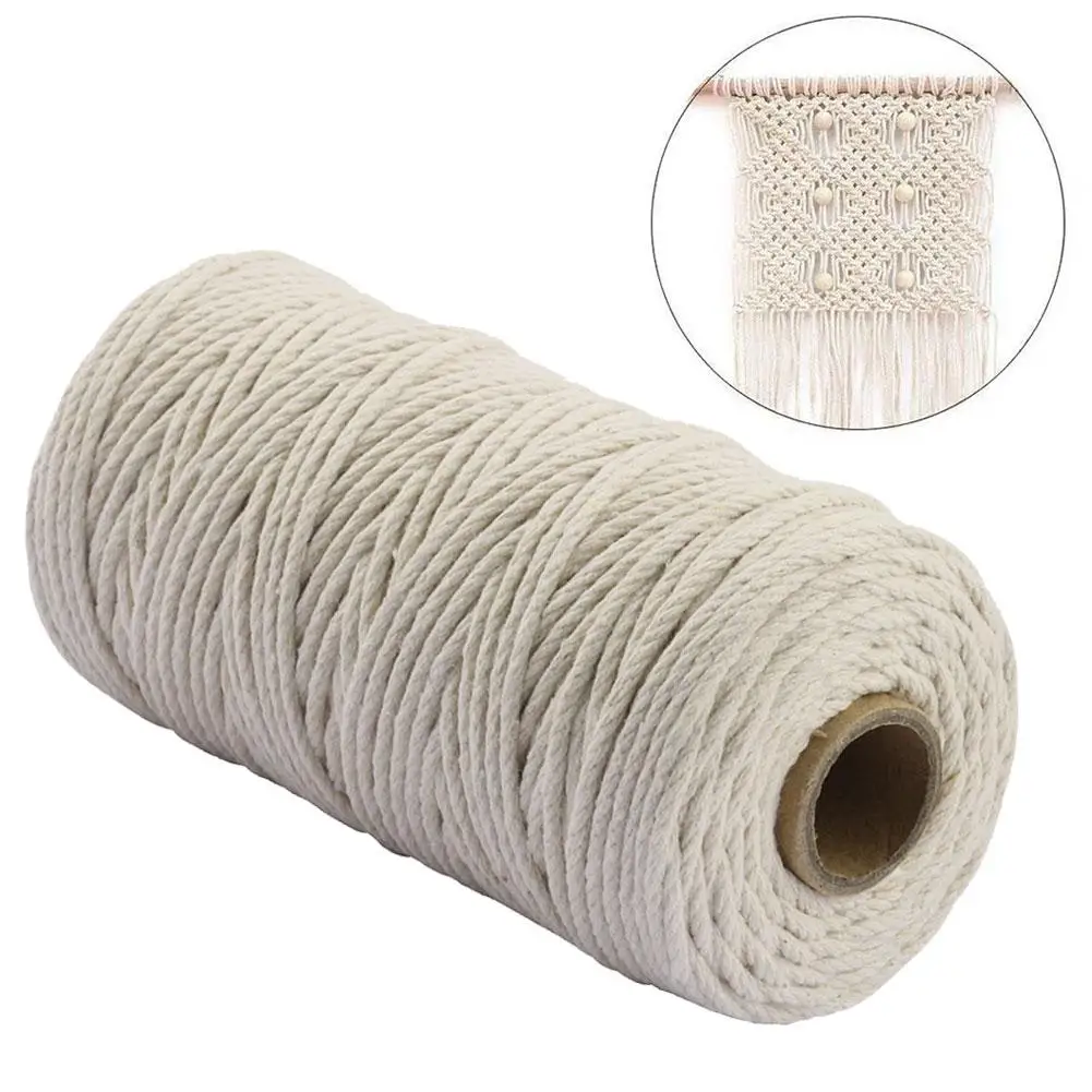 Hand Knitting Spin Coarse Thread 2mm X 100m Macrame Cotton Cord For Wall Hanging Soft Bulky Arm Roving Blanket Kitchen Gadg F9R4