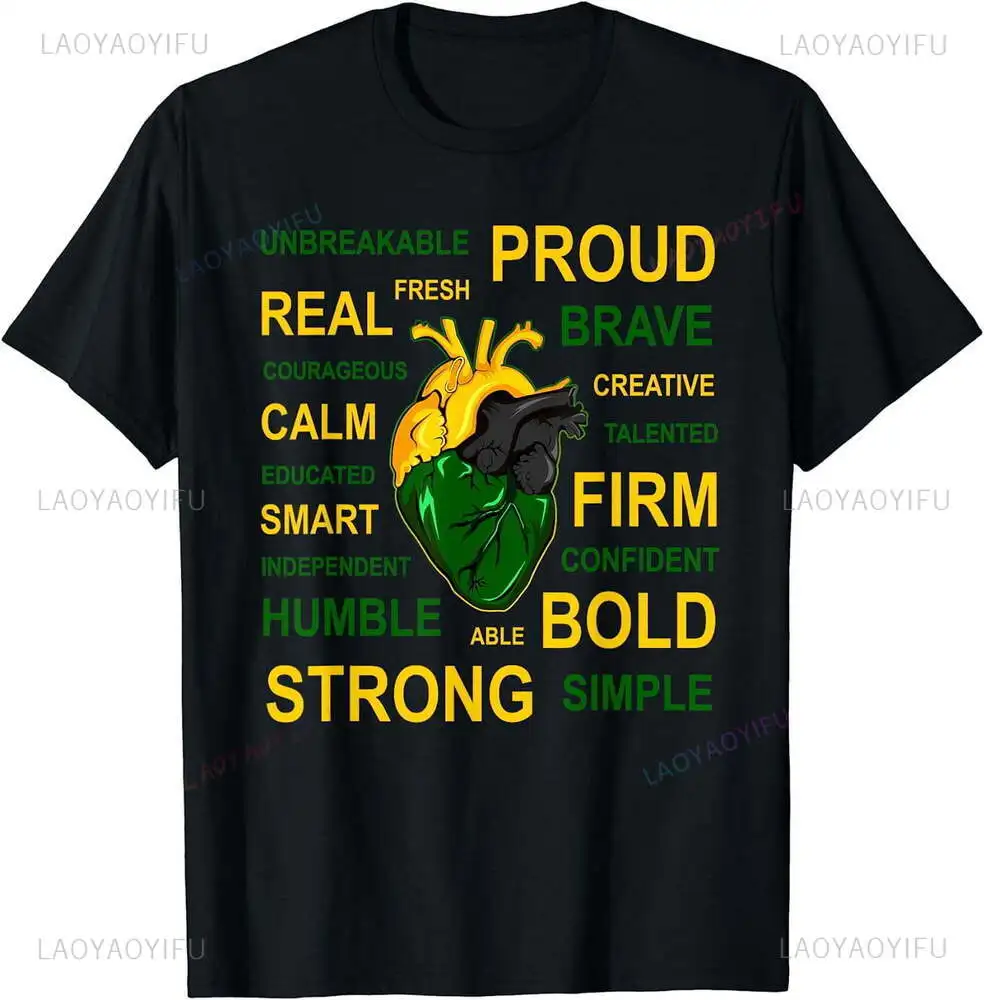 Jamaican Heart for Proud Men and Women of Jamaica T-Shirt Fashion Casual Streetwear Short Sleeve Y2k Hip Hop Reggae Male Tees