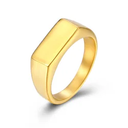 4 Colors Titanium Steel Square Ring Men Signet Rings Punk Rock Jewelry Black Gold Silver Color Drop Shipping