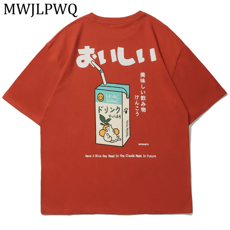 

MWJLPWQ Japanese Retro Printed Short T-Shirt Men's High Street Summer Ins Trendy Couple's Round Collar Tops Fashion New 15780