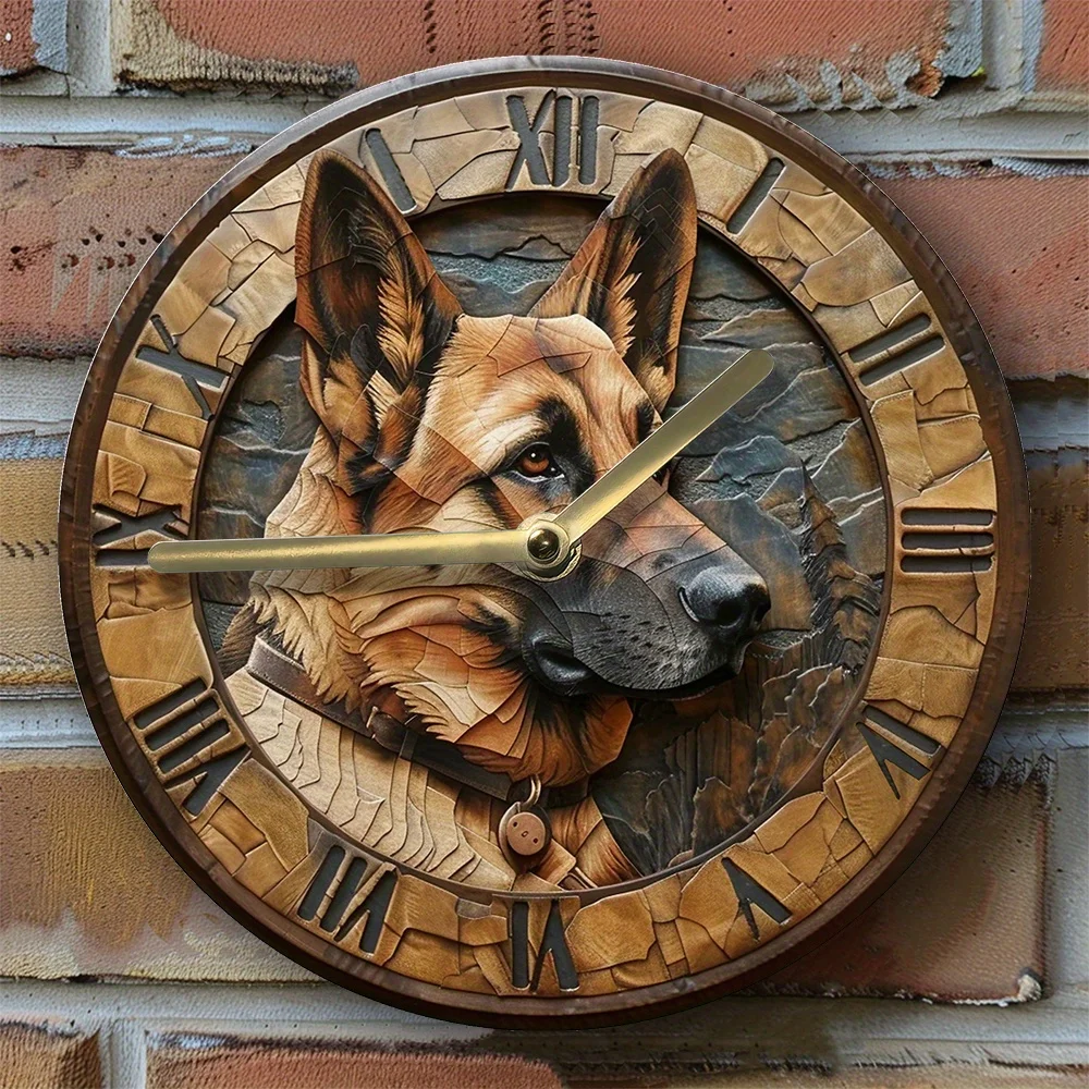 

German Shepherd Aluminum Wall Clock - Diy, Spring-Themed Bedroom Decor, Perfect Easter Gift For Boys