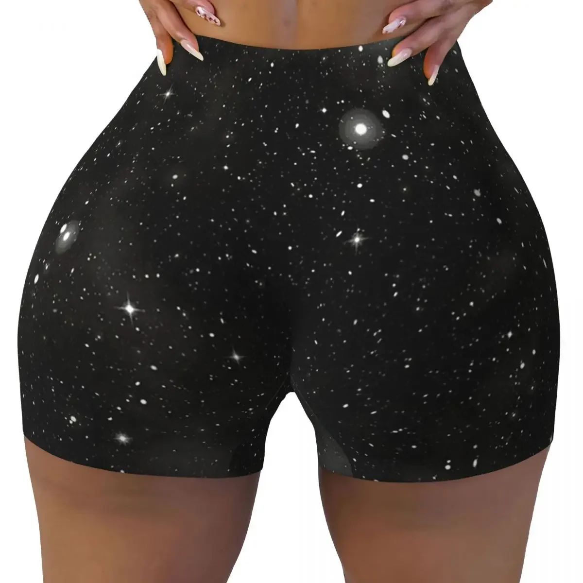Custom Colorful Galaxy Yoga Shorts Women Gym Workout Running Athletic Volleyball Biker Shorts