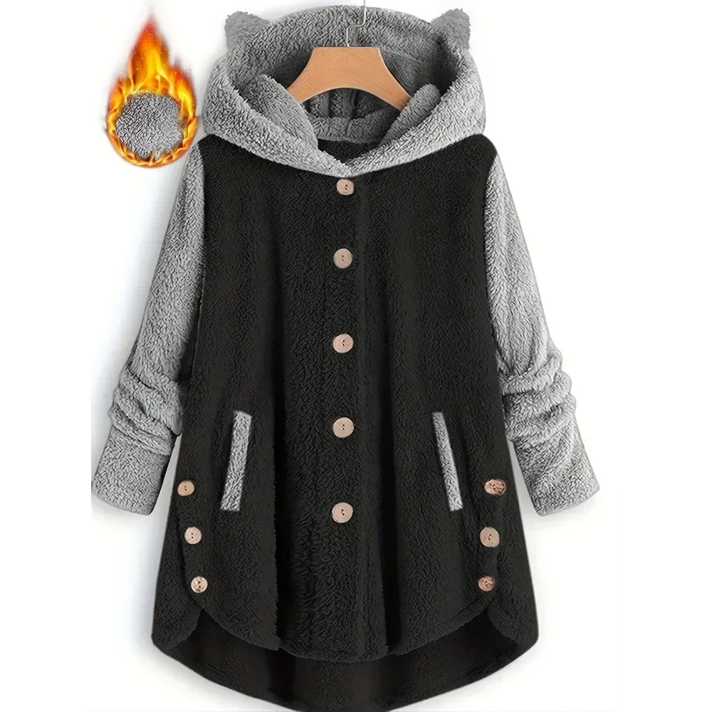 

Teddy Coat for Women Womens Fuzzy Cardigans Winter Oversized Open Front Fleece Hooded Pockets Fluffy Jacket Coats